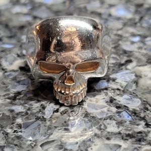 Heavy Sterling Silver Half Skull Ring, 27.8 g
